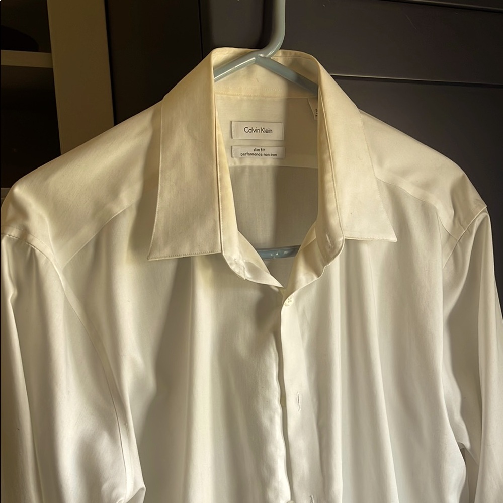 Calvin Klein Cream Dress Shirt Classic Formal Wear